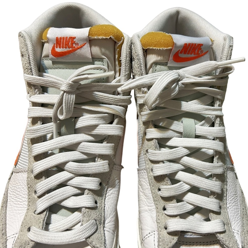 Nike Blazer Mid Size 8 DQ7673-103 White High Top Retro Orange Logo Shoes - Picture 11 of 15